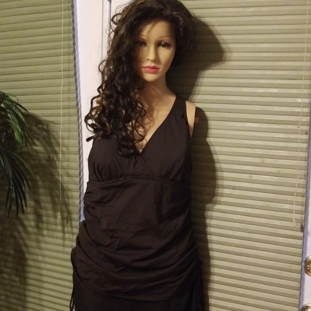 Dark Brown tankini halter top sz XL